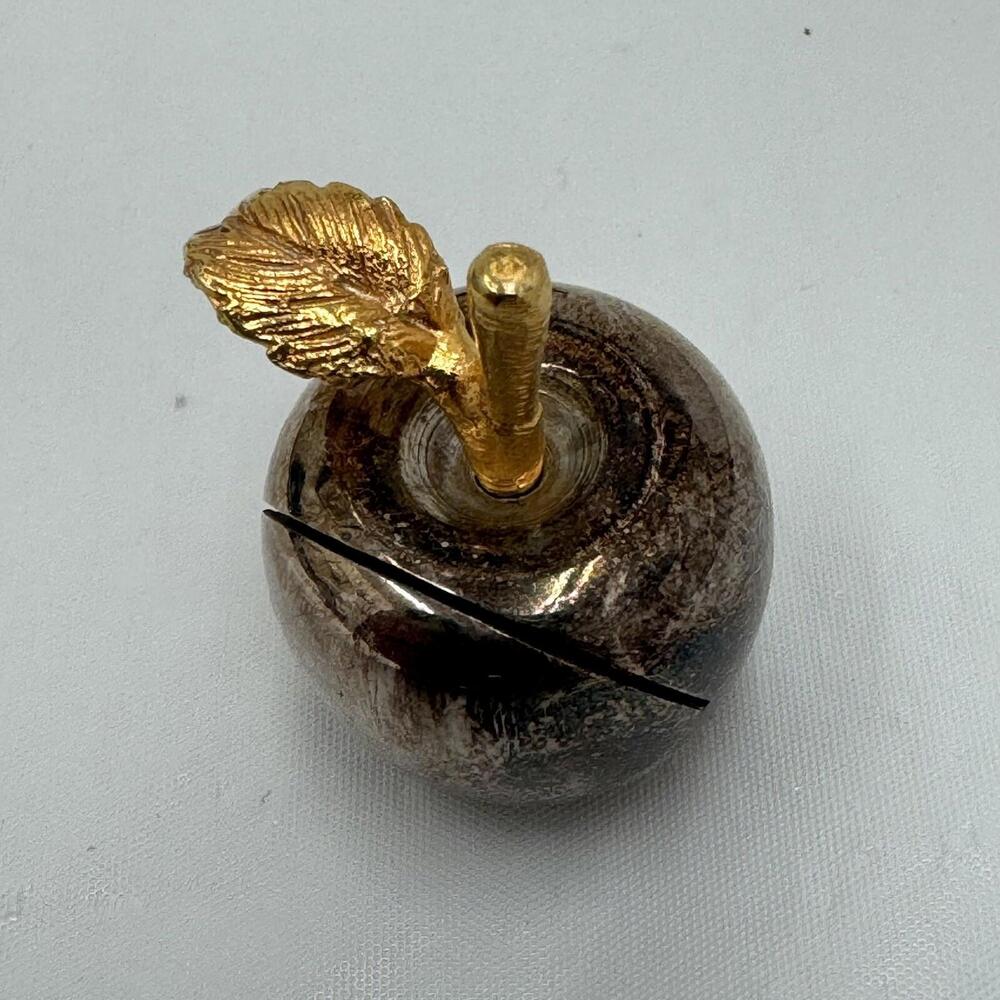 French Silver and Gold Plated Miniature Apple Place Card Holders 12 Vintage - Picture 2 of 8